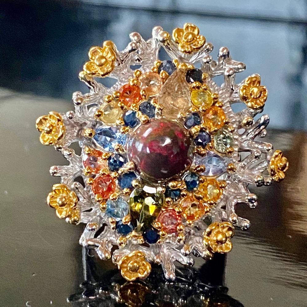 Ravishing Genuine Opal Sapphire Ring